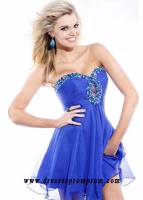Keyhole Bodice Beading Royal Blue Short Party Dresses