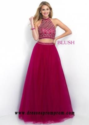 Pink By Blush 5501 Magnificent Beaded Crop Top Evening Gown Sale
