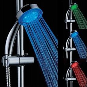 Chrome Finish Temperature-controlled 3 Colors LED Hand Shower--Faucetsmall.com