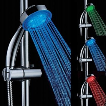 Chrome Finish Temperature-controlled 3 Colors LED Hand Shower--Faucetsmall.com