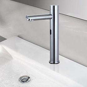 Brass Contemporary Chrome Finish Sensor Bathroom Sink Faucet--Faucetsuperseal.com