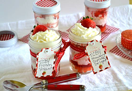 Strawberry cupcakes in a Jar