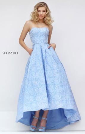 Strapless Floral Printed 2017 Sleeveless Blue Sweetheart Neckline Long Evening Dresses