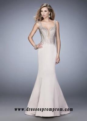 La Femme 22365 Glamorous Deep Plunging Fit Flare Gown Sale