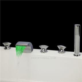 LED Waterfall Chrome Finish Contemporary Tub Faucet for Bathroom--Faucetsmall.com