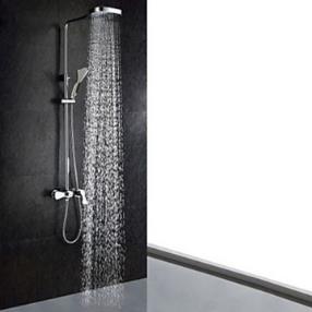 Contemporary Chrome Finish Shower Faucet (Handheld and Showerhead)--Faucetsmall.com
