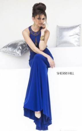  Keyhole Sexy Prom Dress Royal Sherri Hill 11173 Halter - www.darlingpromgown.com