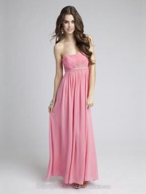 Empire Chiffon Strapless Draped Ankle-length Formal Dresses