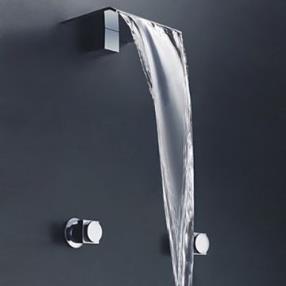 Rectangular Spout Contemporary Wall Mounted Double Handles Bathtub Faucet--Faucetsmall.com