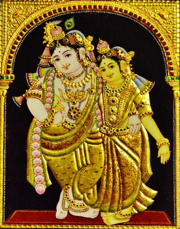 Tanjore painting of Shri Radha Krishna