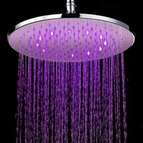 7 Colors Changing LED Contemporary Chrome Shower Faucet Head of 12 inch--FaucetSuperDeal.com