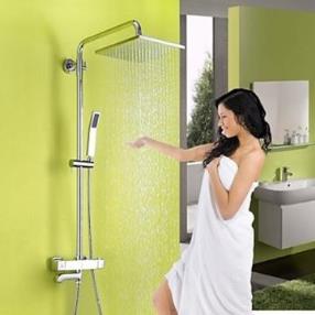 Handshower Included Brass Chrome Thermostatic Rain Shower Faucet--Faucetsmall.com