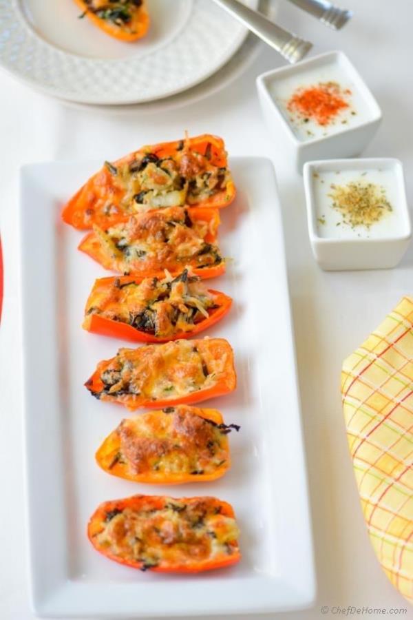 Leftover Stuffing Stuffed Sweet Peppers with Two Kinds Buttermilk Dips Recipe - ChefDeHome.com