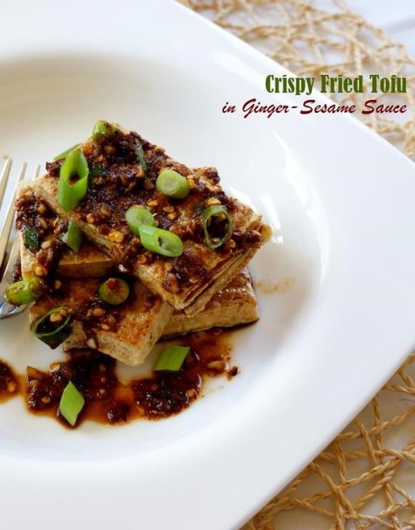 Crispy Fried Tofu with Ginger-Sesame Sauce Recipe - ChefDeHome.com