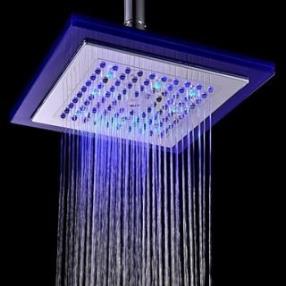 8 Inch Temperature Control LED RGB Square Bathroom Shower Head At FaucetsDeal.com