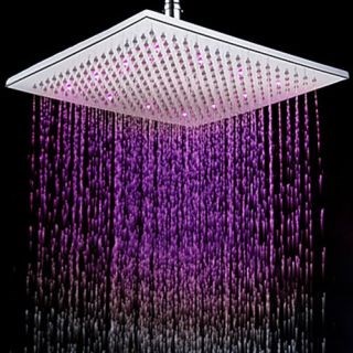 12 Inch Contemporary 7 Colors Changing LED Chrome Shower Faucet Head--FaucetSuperDeal.com