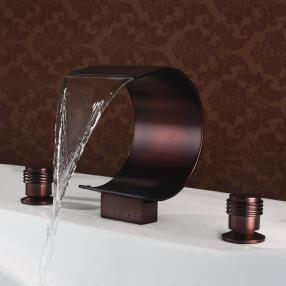 ORB black bronze waterfall Bathtub faucet with Two Handles--Faucetsdeal.com
