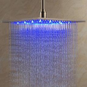 12 inch - Stainless Steel Shower Head with Color Changing LED Light--Faucetsmall.com
