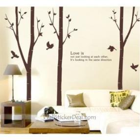 Love Is Not Just Looking At Each Other Birch Tree With Flying Birds Wall Sticker