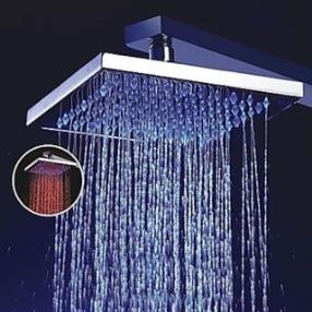 8 Inch Brass Shower Head with Color Changing LED Light--FaucetSuperDeal.com