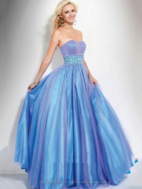 Ball Gown Organza Strapless Beading Floor-length Formal Dresses