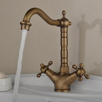Antique Brass Finish Inspired Brass Kitchen Faucet--Faucetsmall.com