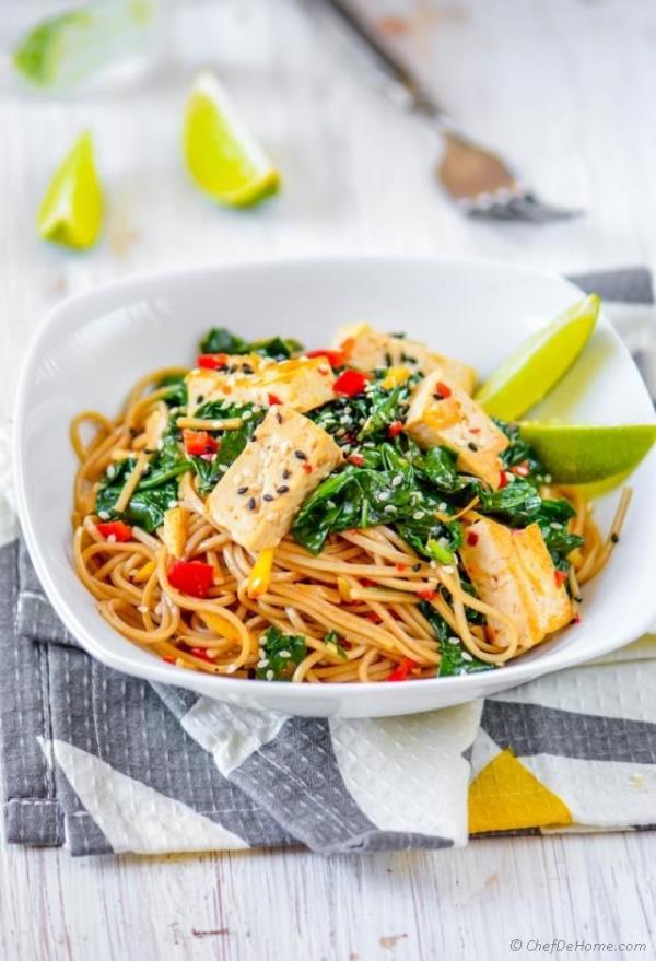 Buckwheat Soba Noodles with Coconut-Lime Tofu  Recipe - ChefDeHome.com