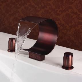 Oil-rubbed Bronze Finish ORB black bronze waterfall Bathtub faucet--Faucetsdeal.com
