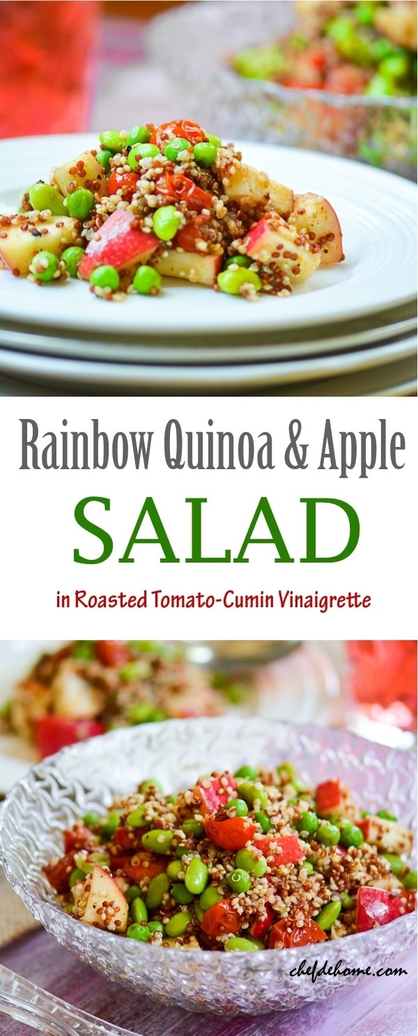 Rainbow Quinoa and Apples Salad with Roasted Tomato-Cumin Vinaigrette Recipe - ChefDeHome.com