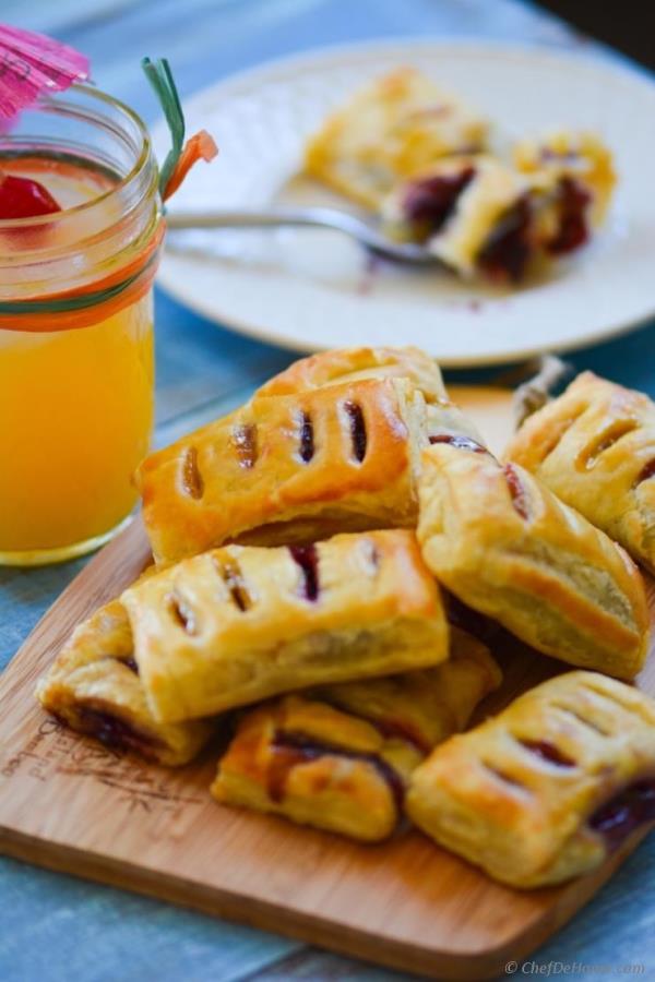 Petite Pastry Bites with Blueberry and Homemade Sour Grapes Preserve Recipe - ChefDeHome.com