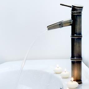 (Bamboo Shape Design) Antique Bronze Waterfall Bathroom Sink Faucet--FaucetSuperDeal.com