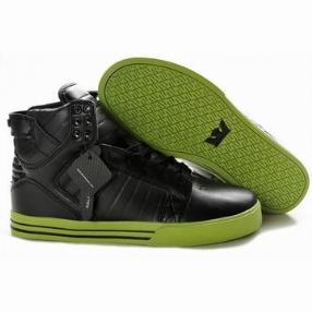 Supra Footwear-Skytop High Tops Black Green Men Leather Skate Sneaker 