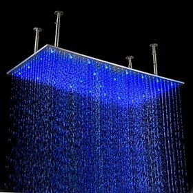 16 x 31 inch Stainless Steel Shower Head with Color Changing LED Light--FaucetSuperDeal.com