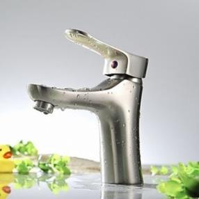 Single Handle Mixer Tall Body Brushed Nickel Bathroom Sink Faucet--Faucetsdeal.com