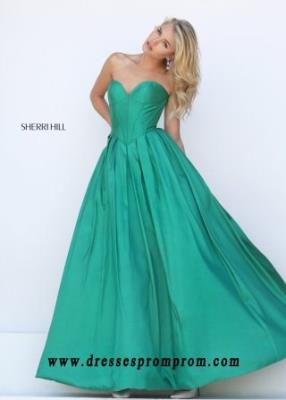 Simple Cheap Sherri Hill 50406 Strapless Taffeta Ball Gown