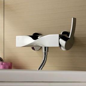 Chrome Finish Contemporary Single Handle Wall Mount Shower Faucet--Faucetsmall.com