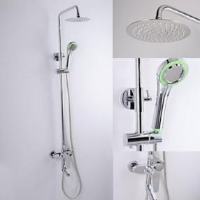 Chrome Finish Contemporary Brass Shower Faucet with 8 Inch Ultrathin Shower Head--Faucetsmall.com