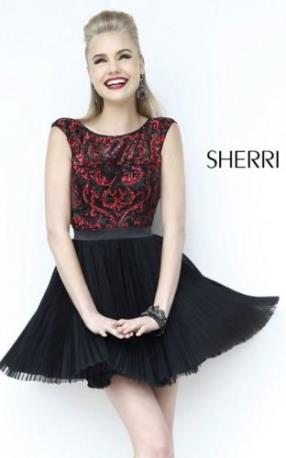 Black Red Sherri Hill 21167 Backless Prom Dress 2015