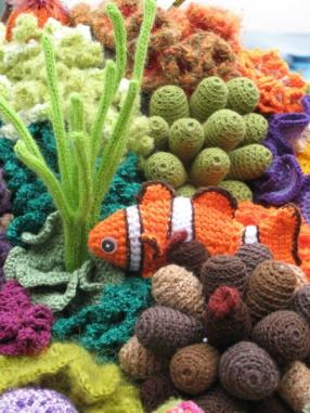 Wonderful display of crochet coral by lynnberry.wordpress.com