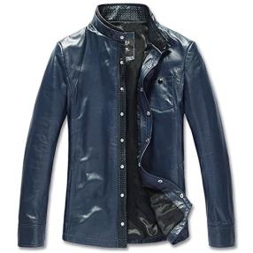 CWMALLS Designer Navy Leather Shirt CW807011