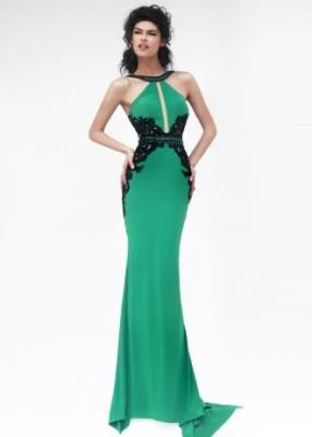  Emerald Beaded Lace Sherri Hill 32013 Mermaid Gown