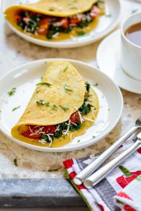 Vegan Chickpea Flour and Spinach Breakfast Omelet Recipe - ChefDeHome.com