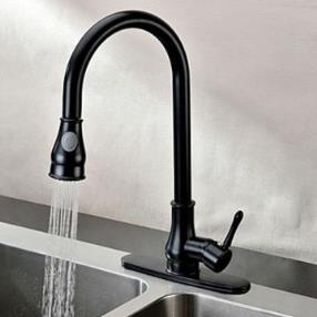 Oil Rubbed Bronze Finish Antique Solid Brass Single Handle Pull Out Kitchen Faucet--Faucetsmall.com