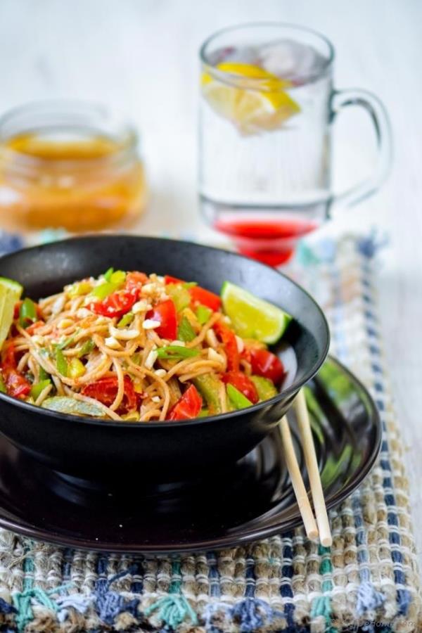 Noodles with Chili-Lime Peanut Sauce Recipe - ChefDeHome.com