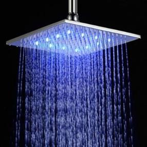 10 Inch Brass Shower Head with Color Changing LED Light--Faucetsmall.com