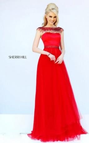  2015 Red Prom Dress Tulle Sherri Hill 32138 Online