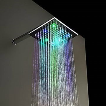 Contemporary Chrome Finish Multi-color LED Shower Head--Faucetsmall.com