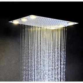 Stainless Steel 304 Alternating Current Bathroom Rainfall Shower Head With 6 PCS LED Lamps--Faucetsmall.com