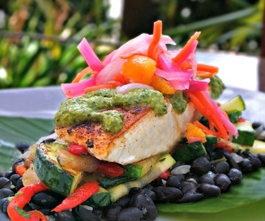 This Lazy Dog Cafe Chimichurri Mahi Mahi dish is delicious, healthy dairy free and low in calories