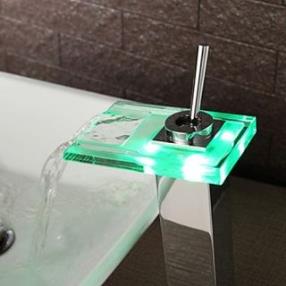 Modern Color Changing LED Waterfall Bathroom Sink Faucet--Faucetsdeal.com